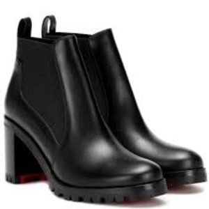 NWOT - CHRISTIAN LOUBOUTIN Marchacroche Leather Red Sole Booties
